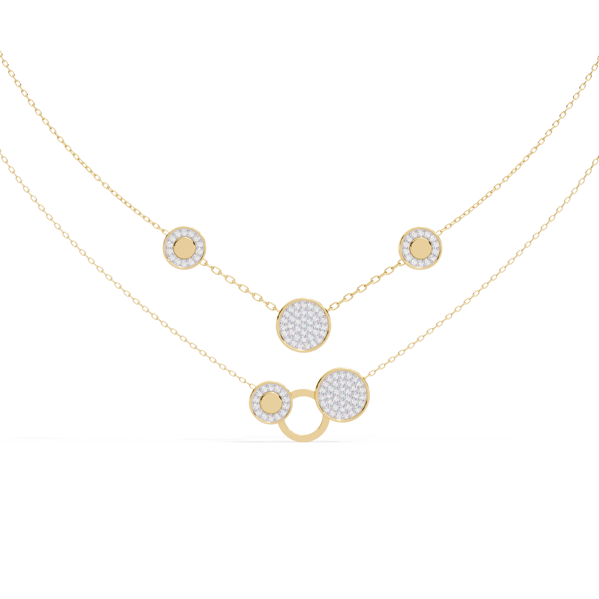 Circle Disc Layer Necklace